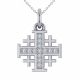 0.02 Carat Fancy Real Diamond Jerusalem Cross Pendant + Chain 14K Gold