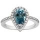 Blue Pear Diamond Halo Engagement Wedding Bridal Ring 14K Gold