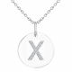 White Diamond Name Initial Round Disc Diamond Pendant Necklace Chain