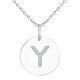 White Diamond Name Initial Round Disc Diamond Pendant Necklace Chain