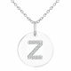 White Diamond Name Initial Round Disc Diamond Pendant Necklace Chain